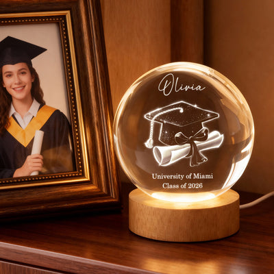 Class Of 2026 3D Effect Senior - Personalized Crystal Ball LED Night Light - Graduation Gift For Seniors, Daughter, Son, Grandkids