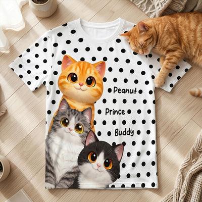 Trendy 2026 Style Polka Dot Cat Mom - Personalized Shirt - Trending Mother's Day Gift For Cat Mom
