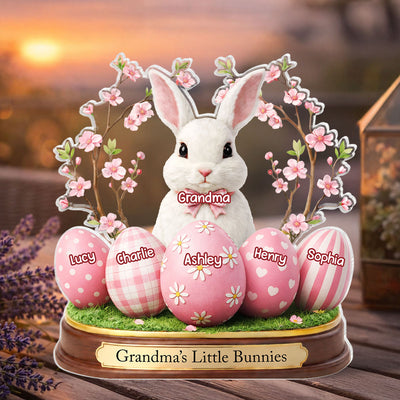 Grandma's Little Bunnies - Personalized Acrylic Block Plaque - Easter Decor Gift For Grandma