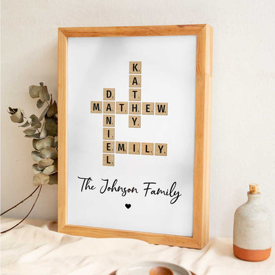 Family Crossword Art - Created In A Moment, Treasured Forever - Personalized Poster