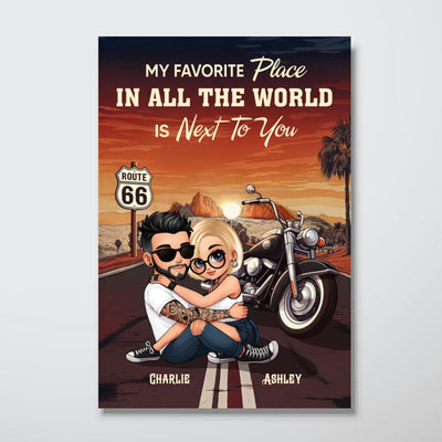 Bikers Couple Riding Partners for Life - Personalized Poster - Gift for Him, Gift for Her