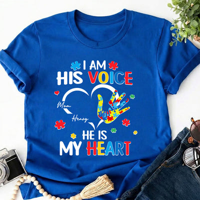 I'm His Voice He's My Heart Autism - Personalized Shirt - Autism Awareness Shirt
