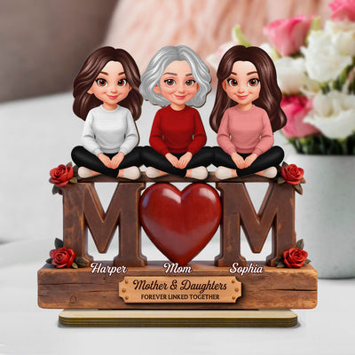 Rose MOM And Daughters Sons - Personalized 2-Layered Wooden Plaque - Heartfelt Mother's Day Gift For Mom