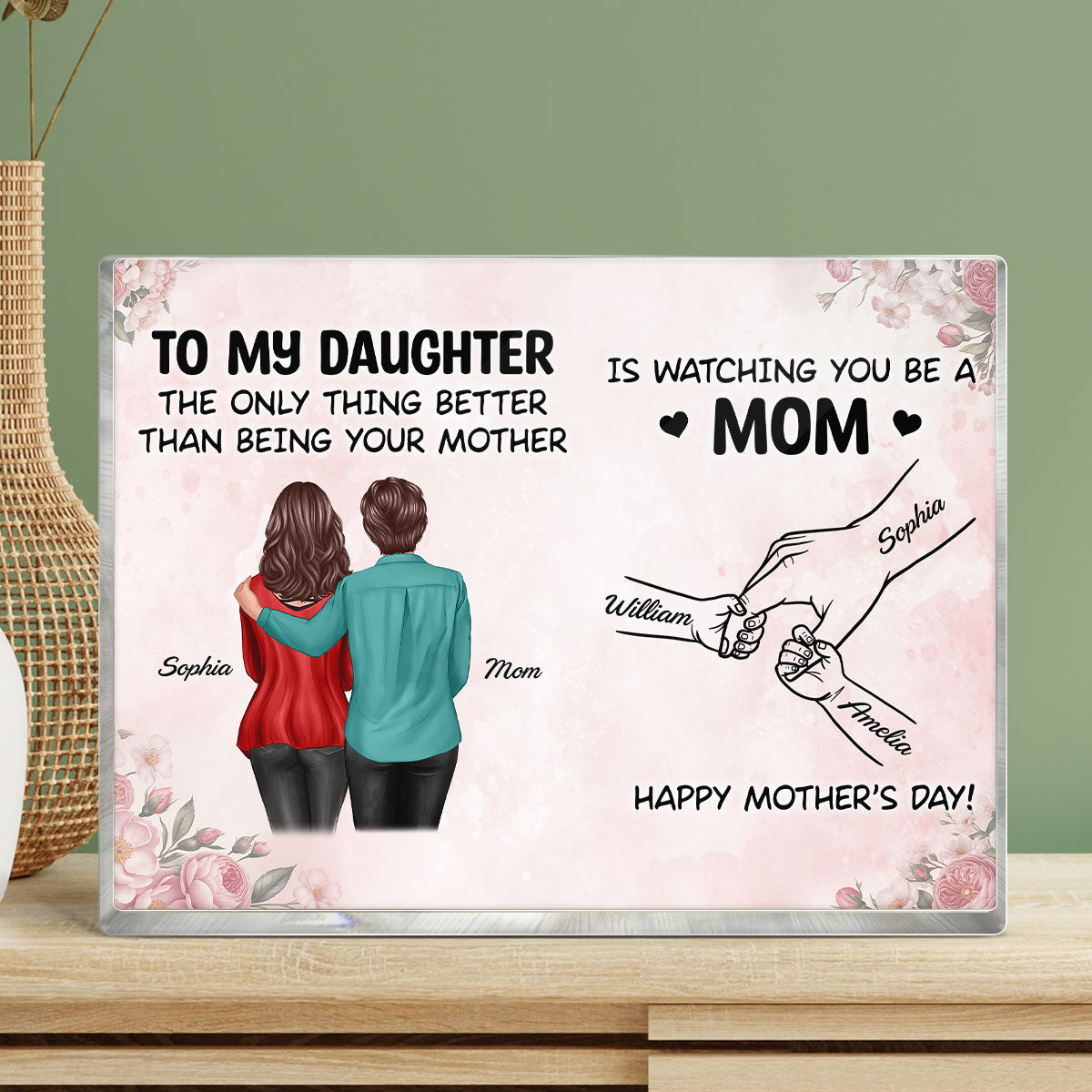 From Mom To Daughter Watching You Be A Mom - Personalized Acrylic Block Plaque - Mother's Day Gift For Daughter