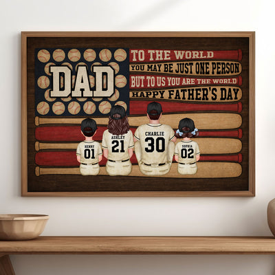 Baseball Nation Flag Dad Us You Are The World - Personalized Poster - Father's Day Gift For Baseball Dad