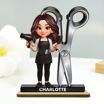 Hairdresser Man Woman - Personalized 2-Layered Wooden Plaque - Gift For Hairdressers