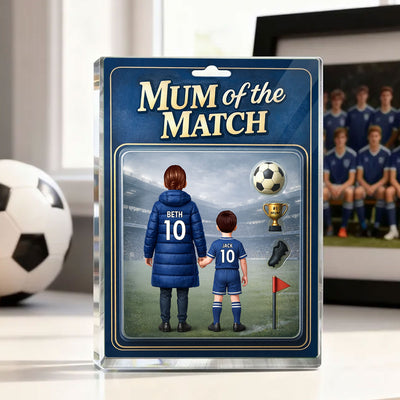 Mum Of The Match - Personalised Acrylic Block Plaque - Gift For Mum